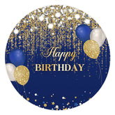 Marine Blau Und Gold Funkeln Luftballons Runden Geburtstag Hintergrund
